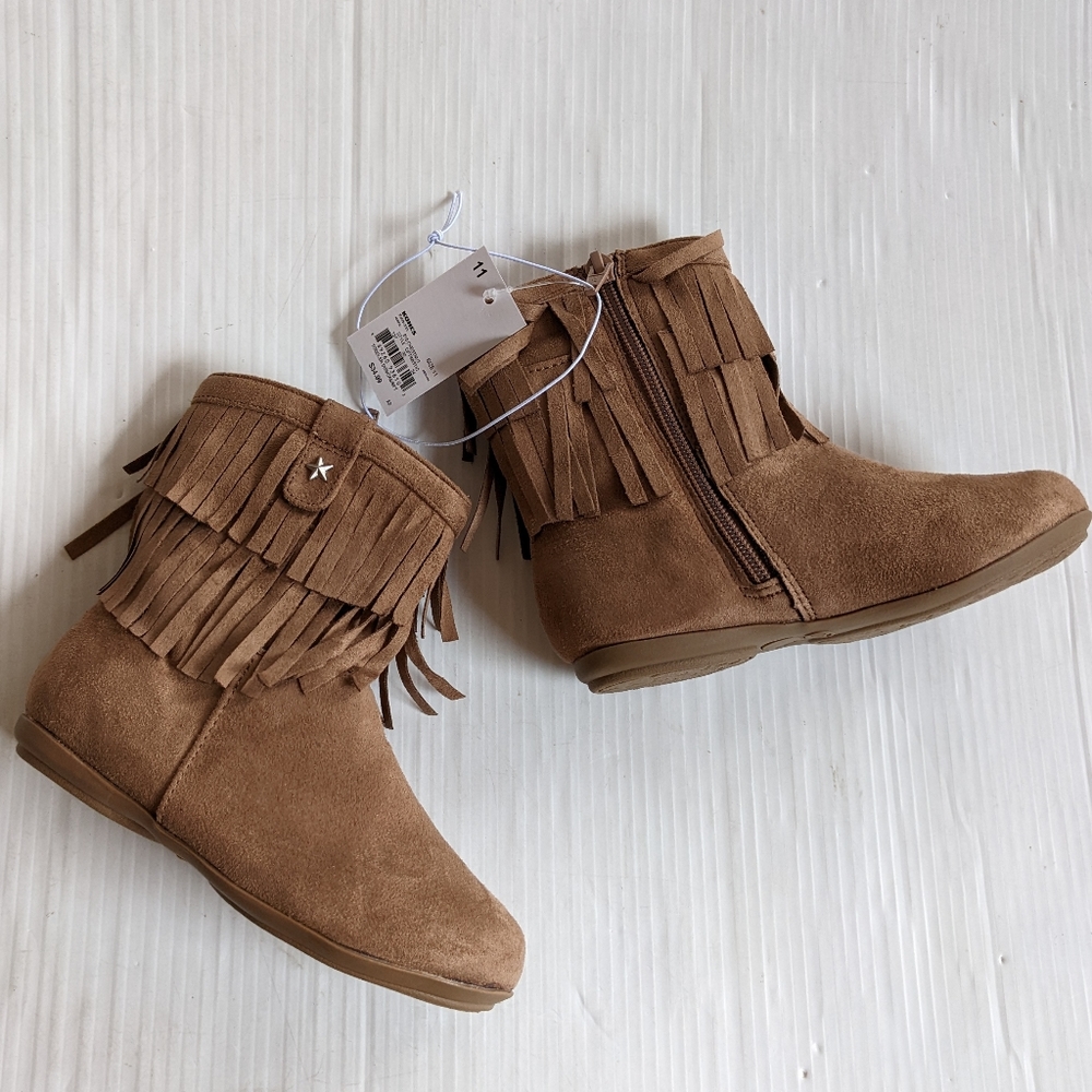 JUMPING BEANS optimistic double fringe tan suede boots - Picture 8 of 8